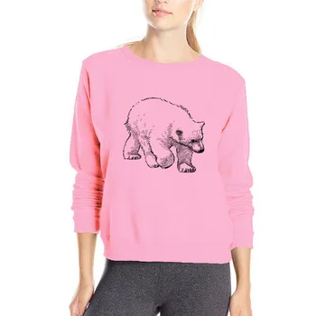 Polar bear hoodies jaunas ielidošanas harajuku pelēkā vārna kpop kawaii dzīvnieku krekls, mīkstu kokvilnas drēbes sievietēm, lielgabarīta pelēkā vārna