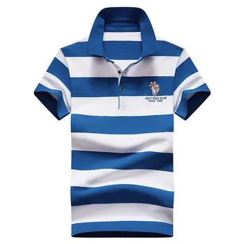 Polo krekls vīriešiem vasarā jauni augstas kvalitātes vīriešu Īsām piedurknēm polo krekls svītru izšuvumi Top jauniešu Uzņēmējdarbības ikdienas apģērbu 4XL8015