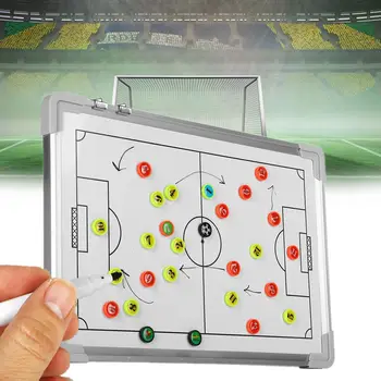 Portatīvo Futbols Futbola Taktiskā Valdes Magnētisko Double-Sided Trenera Taktiku, Valde Ar Pildspalvu Un 27 Gab Numuru Magnēti