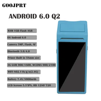 POS Android 6.0 PDA Mini Saņemšanas Printeri 58mm GPS Rokas POS Terminālu NFC, Bluetooth, WIFI 4G GPS Kamera, PDA Atbalsta OTG