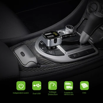 Powstro Automašīnas Lādētājs 3.1 Dual USB Smart Ātrās Uzlādes Adapteris ar Ieslēgšanas / izslēgšanas Slēdzi, Voltmetrs Pašreizējo Atklāt iPhone iPad, Samsung