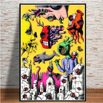 Psychedelic Salvador Dali Sirreālisma Abstraktā Audekls Gleznošanai Plakāti Un Izdrukas Sienas Art Attēlu Dekoratīvās Mājas Dekoru Plakat