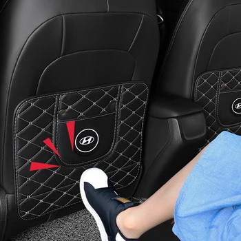 PU Ādas Anti-Bērnu-Kick Pad Auto Ūdensizturīgs Sēdekļa Muguras Aizsargs Segtu Universālā Uzglabāšanas Soma Hyundai Solaris i20 ix20 i30