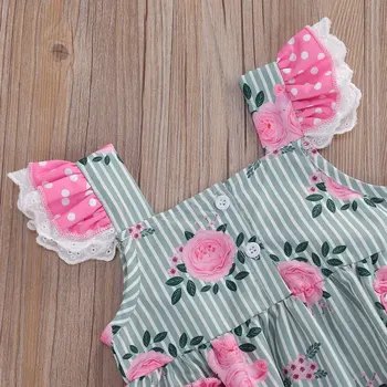 Pudcoco Jaundzimušais Meitene Apģērbs Vasaras 2020 Bez Piedurknēm, Ar Ziedu Rakstu Savirmot Ziedu Drukāt Svītrainām Romper Apģērbs Sunsuit Vasaras Drēbes