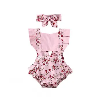 Pudcoco Jaundzimušais Meitene Drēbes Polka Dot Drukāt Zieds Lidot Piedurknēm Romper Jumpsuit Galvu 2gab Tērpiem Sunsuit Summer Set