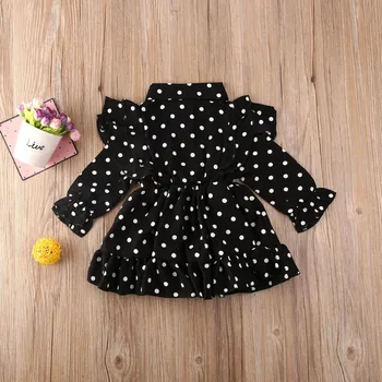 Pudcoco Toddler Baby Girl Apģērbu Polka Dot Savirmot Garām Piedurknēm Kleita Šūpoles Kleitu Punkti Puse Kleitas Apģērbi