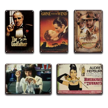 Pulp Fiction Gone With The Wind Filmas Metāla Plakātu, Skārda Zīme Vintage Peaky Acu Aizsegi 007 Metāla Zīmes, Pub, Bārs Cilvēks, Alu, Mājas Dekoru