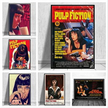 Pulp Fiction Kventina Tarantino Kanvas Glezna Vintage Filmu Plakāti un Izdrukas Sienas Mākslas Ainu, viesistaba, Mājas Apdare