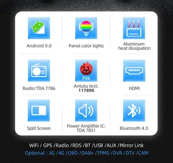 PX6 DSP 64G Ford/Focus/ - S-Max/Mondeo 9/GalaxyC-Max Automašīnas Radio Multimediju Video Atskaņotājs Navigācija GPS Android 10 ar 2din DVD