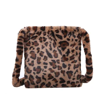 Pārrobežu Soma Leopard Fashion Grims, Garām Nodarbības Maisā Vienkāršu Iepirkumu Soma Masu Plecu Cross-Body Soma Pūkains Pūkains