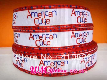 Q&N lentes 7/8inch 22mm zvaigzne no ASV nacionālās dienu dizains drukāts grosgrain lente 50yards/roll matu kaklasaiti, matu loku galvas stīpa