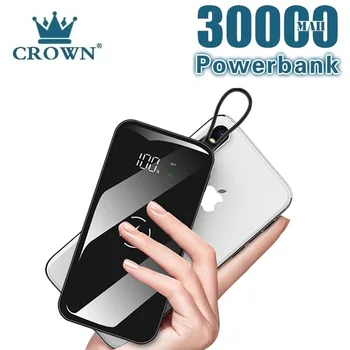 QI Bezvadu Power Bank 30000 MAh Liela Kapacitāte un Ārējo Akumulatoru Portatīvo Mobilo Telefonu, USB Powerbank LCD Digitālais Displejs Lādētāju