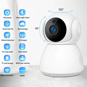 QZT IP Novērošanas Kamera, WIFI, Video Mājas Drošības Kameras 360° Nakts Redzamības CCTV Baby Monitor Bezvadu Iekštelpu Suns Pet Kameras IP