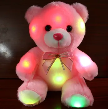 Radošā iedegas LED Indukcijas lācīti mīkstās Plīša Rotaļlietas Krāsains Kvēlojošs lācīti Jauka Dāvana Meiteni.