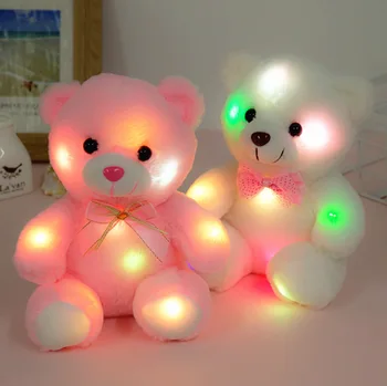 Radošā iedegas LED Indukcijas lācīti mīkstās Plīša Rotaļlietas Krāsains Kvēlojošs lācīti Jauka Dāvana Meiteni.