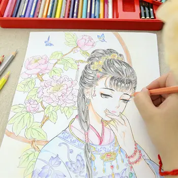 Radošās Ķīnas Krāsojamā Grāmata Līnijas Skiču Zīmēšanas mācību Grāmata Vintage Seno Skaistumu Krāsošana-grāmatu Sapnis par Sarkano Muižas