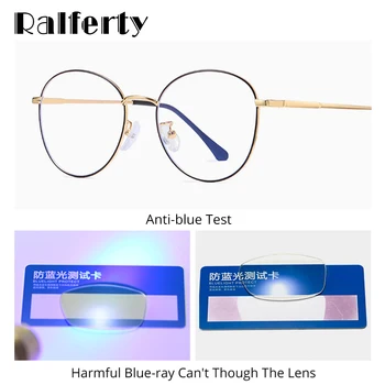 Ralferty Apaļas Brilles Rāmis Zilā Gaisma Brilles Datoru Sievietes Vīrieši Metāla Rāmis Tuvredzība Nav Dioptriju Brilles D1918