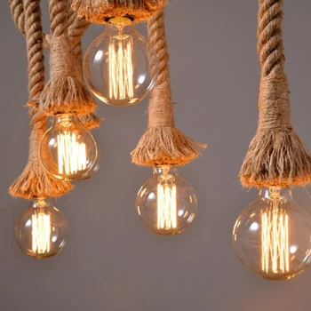 Retro Vintage Virves Lampa, Bēniņi DIY Virves Lustra Rūpniecības Lampas Amerikāņu Stila Ding Dzīvojamā Istaba, Restorāns