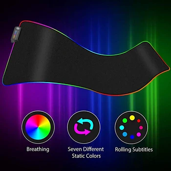 RGB Dators Gaismas Spēļu peles paliktnis Krāsains Lielu Mirdzošu USB LED Pagarināts Illuminated Keyboard PU neslīdoša Segu Galda Paklājiņš