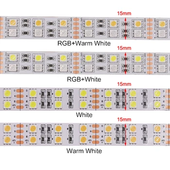 RGB RGBW RGBWW Led Strip Gaismas 5050 120LED/m 12V 24V 5m Dubultā Rinda Ūdensizturīgs IP67 balta/Warm White Led Lentes Mājas Apdare