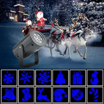 RGB Ziemassvētku Lāzera Projektoru 12 Modelis Gaismas Krāsains Rotējošas LED Projektors Pasaku Gaismas Luces Decoracion ES/UK/AU/US Plug