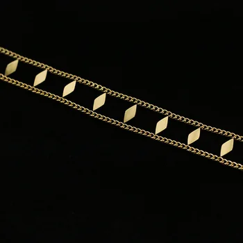 Rhombus divslāņu zelta sānslīdi kaklasaite, kaklarota, nerūsējoša tērauda sievietēm, paillette īss apkakles clavicle kaklarota modes 2020