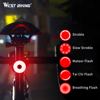RIETUMU RITEŅBRAUKŠANAS Velosipēdu Astes Gaismas Ūdensizturīgs USB Lādējamu Aizmugurējo signāllampiņu Velosipēdu Drošības LED 5 Režīmi Velosipēdu Flash Taillight