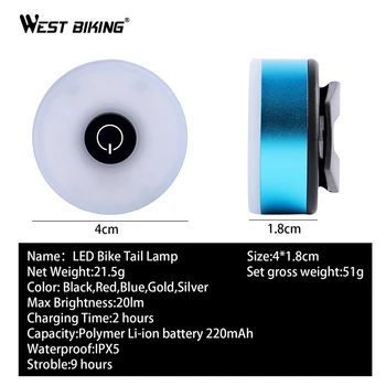 RIETUMU RITEŅBRAUKŠANAS Velosipēdu Astes Gaismas Ūdensizturīgs USB Lādējamu Aizmugurējo signāllampiņu Velosipēdu Drošības LED 5 Režīmi Velosipēdu Flash Taillight