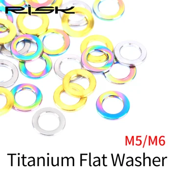 RISKA M5/M6 Mazgāšanas Blīvi Uzgriežņu un Skrūvju Komplekts Flat Ring Blīvslēgu Sortiments Komplekts Ar Skrūvējamām Blīvi GR5(TC4) Titāna Sakausējuma 10pcs 1 Set
