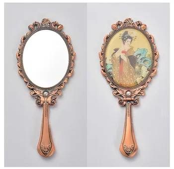 Rokturis mazs spogulis ķīnas Tang Dinastijas raksturs ķemme uzvalks retro portatīvo aplauzums spogulis saliekami darbvirsmas Princese spogulis