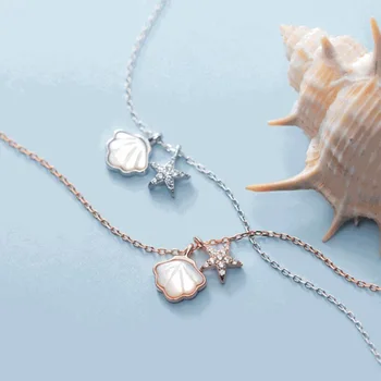 Romantiska Starfish Shell Kaklarota Sievietēm Saderināšanās Rotas, Izsmalcinātu 925 Sudraba Kaklarota Meitene Valentīna Dienas Dāvanas KOFSAC