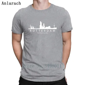 Roterdamas Nīderlandē Skyline T Krekls Raksturs Kokvilnas O Kakla Pamata Cietā Interesantu Jaunu Stilu Pavasara Rudens Standarta Krekls