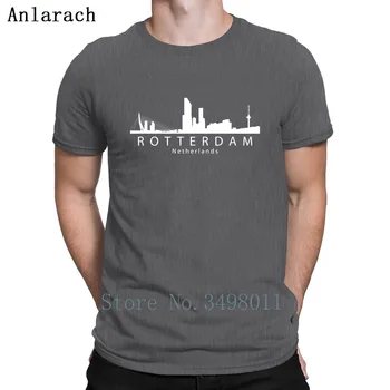 Roterdamas Nīderlandē Skyline T Krekls Raksturs Kokvilnas O Kakla Pamata Cietā Interesantu Jaunu Stilu Pavasara Rudens Standarta Krekls