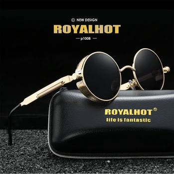 RoyalHot Vīrieši Sievietes Polarizētās Aloy Kārta Retro Rāmja Saulesbrilles Braukšanas Saules Brilles Toņos Oculos masculino Vīriešu p1008
