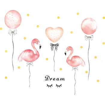 Rozā Flamingo Balona Sienas Uzlīmes Meitenēm istabas Bērnu istabas, Guļamistabas Noņemamas Vinila Sienas Uzlīmes PVC pašlīmējošas sienas Sienas