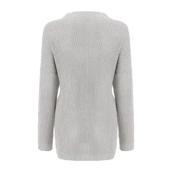 Rudenī 2020. gadam sieviešu vienkrāsainu džemperi, elegants modes zaudēt sieviešu trikotāžas džemperis gadījuma garām piedurknēm silts lielgabarīta pulovers