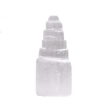 Runyangshi 1 gab., Dabas Balts Selenīta Lampas turētājs Kristāla Kalnu ornamentus Ģipša Kvarca Aptuvenu Minerālu Dziedinošo Akmens