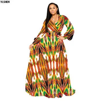 S-5XL Āfrikas Kleitas Sievietēm Dashiki Drukāt Āfrikas Drēbes, Drēbes Africaine 2019 Modes garām Piedurknēm Maxi Kleita Āfrikas Apģērbi