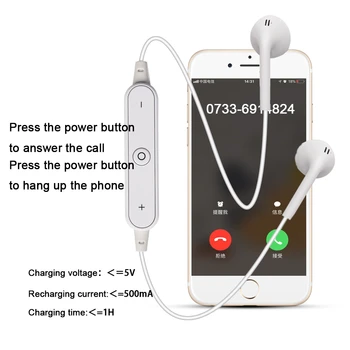 S6 Sport Bezvadu Bluetooth Austiņas priekš iPhone / Xiaomi / Huawei, ar Mic