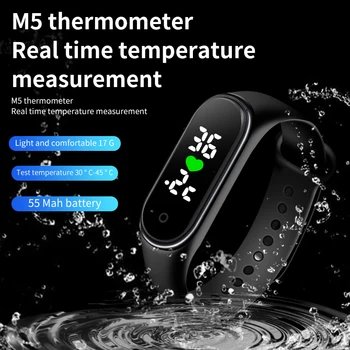 SAKZNR M5 Jaunu Smartwatch Reālā laikā Ķermeņa Temperatūras Noteikšanas Smart Skatīties Aproce Laika Displejs Ūdensizturīgs Smart Joslā Vīriešiem