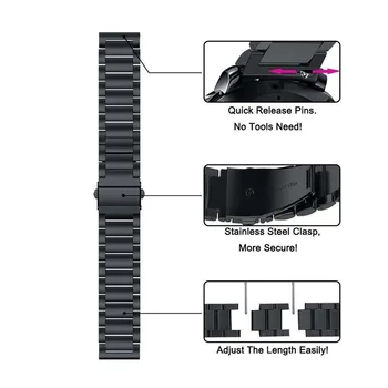Samsung galaxy skatīties 3 45mm 41mm Siksna Aktīvo 2 rokassprādze no Nerūsējošā Tērauda Metāla Aproce Watchband Ar Rīks, kas Ātri loģistika