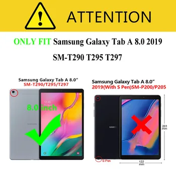 Samsung Galaxy Tab 8.0 2019 Lietu Vāku Coque Stāvēt Ādas Auto Wake Samsung Tab 8 SM T290 T295 T297 Gadījumā