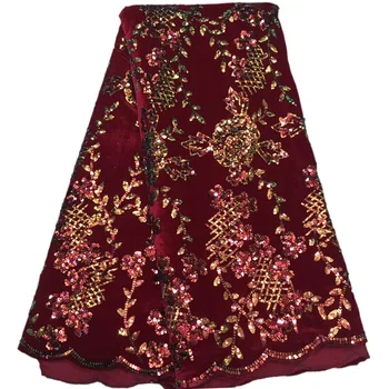 Samtu, Mežģīnes Auduma, Sieviešu Kleitas, skaistu ziedu filiāles visi ir izgatavoti ar krāsaini vizuļi karstā pārdošanas Āfrikas samta kleita Auduma