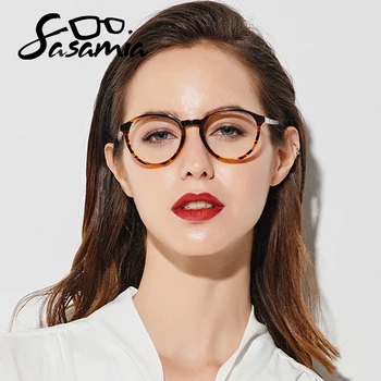 SASAMIA Brilles Kārta Retro Demi Acu Brilles Sievietēm Optisko Apli Brilles Rāmis Vintage Acetāts Briļļu Rāmji Sievietēm Tendences
