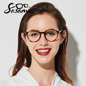 SASAMIA Brilles Kārta Retro Demi Acu Brilles Sievietēm Optisko Apli Brilles Rāmis Vintage Acetāts Briļļu Rāmji Sievietēm Tendences