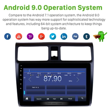 Seicane 2din Android 9.0 10.1 collu Auto GPS Navigācija Radio Suzuki Swift 2005 2006 2007 2008 2009 2010 Multimediju Atskaņotājs
