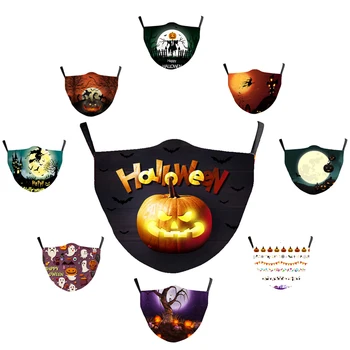 Sejas Darīt Halloween Mascarillas Pieaugušo Maska ar filtru var Mazgāt Modes Maska Mutes, Sejas Kokvilnas Mascarillas
