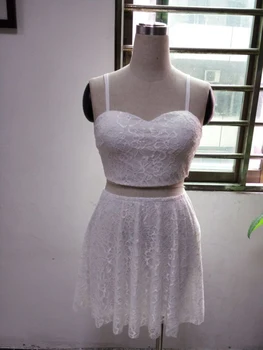 Seksīga klubu kleita 2016. gadam, Modes Sieviešu Sexy Divas Gabals tērpiem Bodycon balta mežģīņu Kleita Sievietēm 2 gabals, kas pārsējs Puse Kleitas