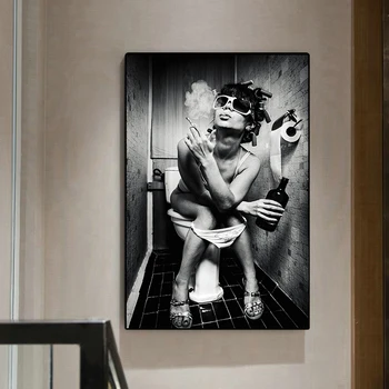 Seksīga Melnā un Baltā Sieviete Burvīgs Skaistumu Kanvas Glezna Plakāti un Izdrukas Skandināvijas Sienas Art Attēlu for Living RoomDecor