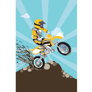 Sensfun Karikatūra Motociklu Backdrops Forši Zēni, Dzimšanas Dienas Svinības Radioaktīvo Svītras Kalna Fotogrāfijas Fonus, Custom Plakātu